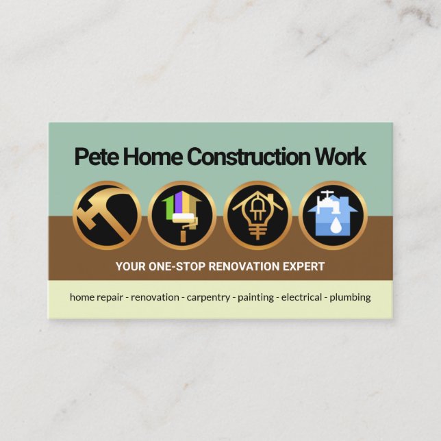 Handyman Tools Column Layers Construction Builder Business Card (Front)