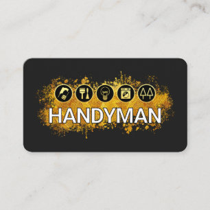 Handyman Tools Gold Paint Splatter Business Card