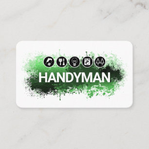 Handyman Tools Green Paint Splatter Business Card