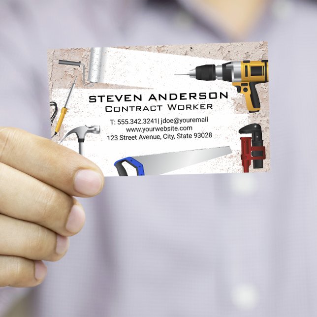 Handyman Tools | Grunge Texture Wall Business Card (Creator Uploaded)