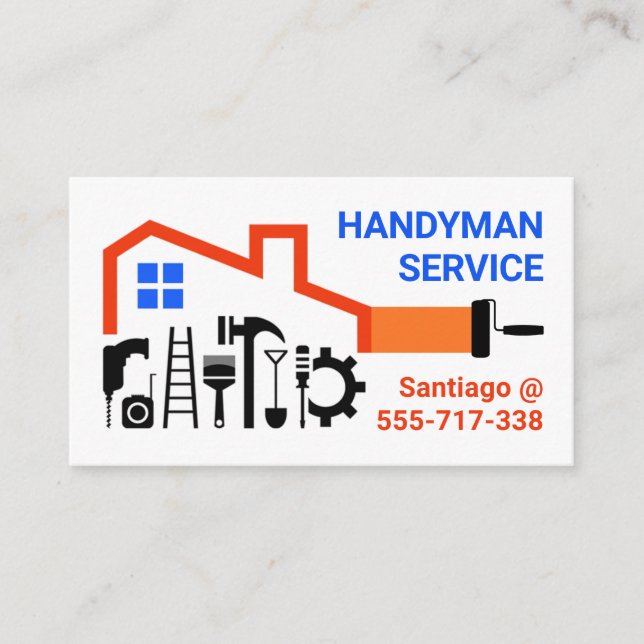 Handyman Tools Home Frame Building Business Card (Front)