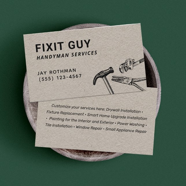 Handyman Tools, Home Improvement Kraft Business Ca Business Card (Creator Uploaded)