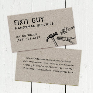 Handyman Tools, Home Improvement Kraft Business Ca Card