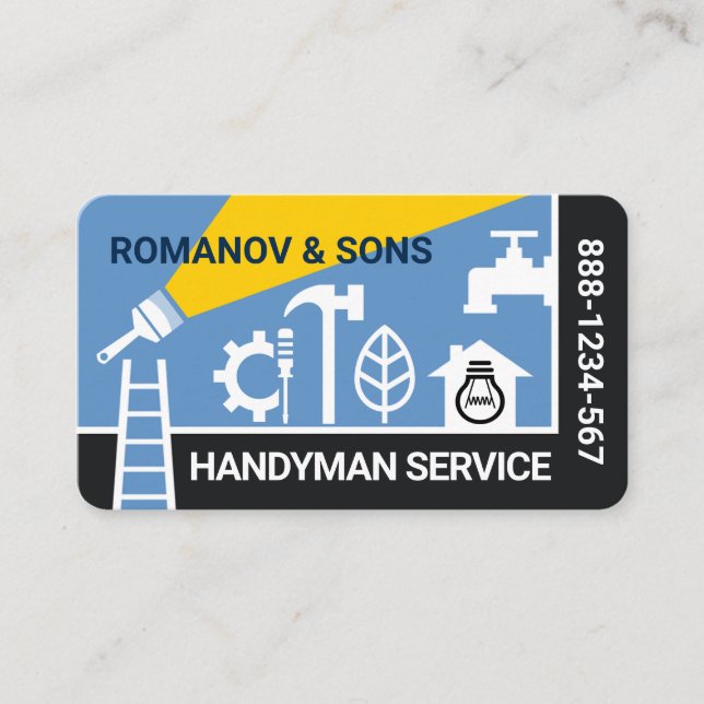 Handyman Tools Landscape Frame Business Card (Front)