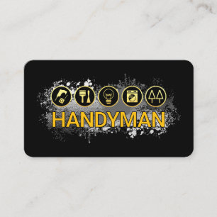 Handyman Tools On Paint Splatter Business Card