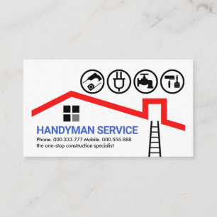Handyman Tools On Red Rooftop Business Card