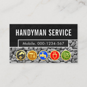 Handyman Tools On Stone Layer Business Card