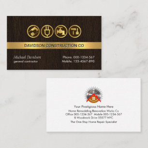 Handyman Tools On Wood Timber Layer Business Card