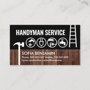 Handyman Tools On Wooden Fence Business Card