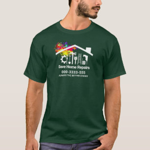 Handyman Tools Paint Splattered Rooftop Building T-Shirt