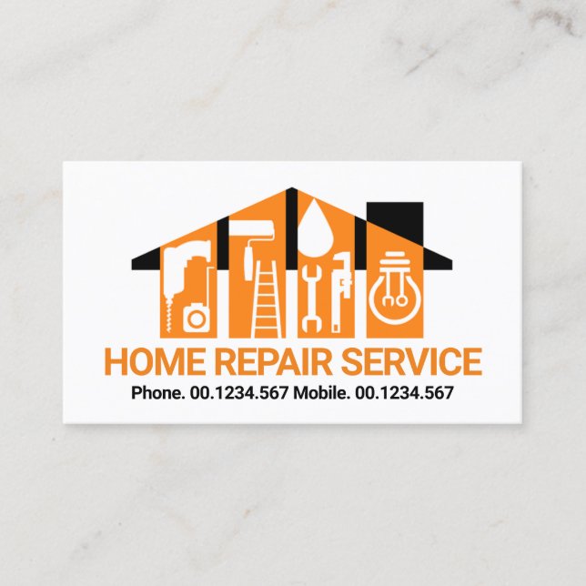 Handyman Tools Roof Building Business Card (Front)