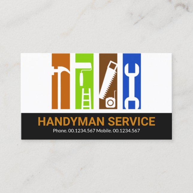Handyman Tools Stripe Remodeling Business Card (Front)