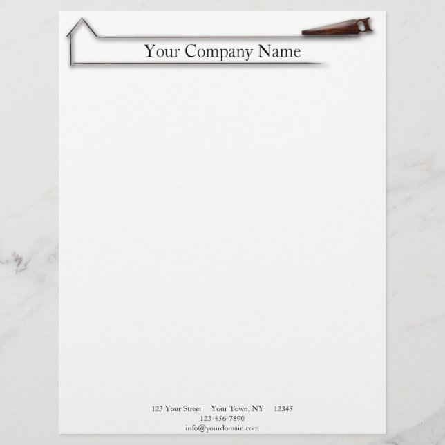 Handyman Wood Saw Business Letterhead Design (Front)