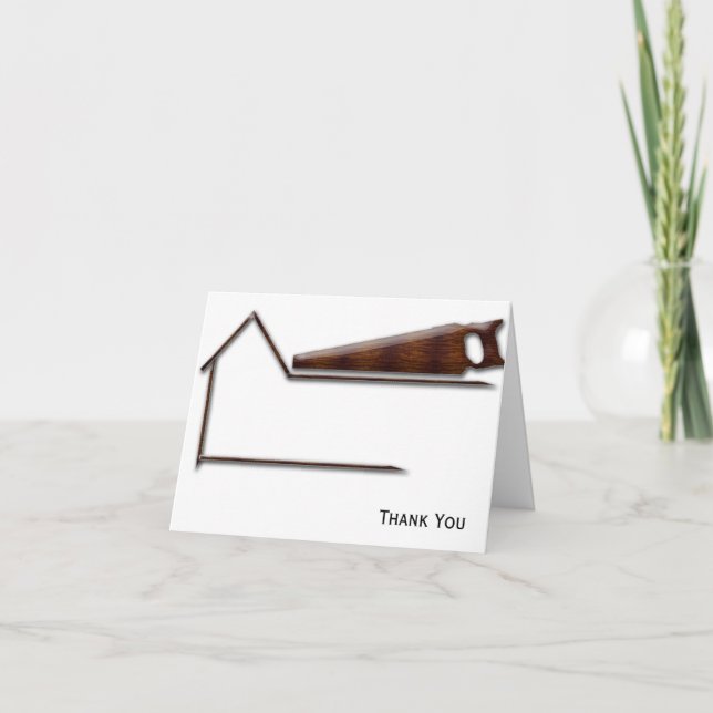 Handyman Wood Saw Business Thank You Card (Front)
