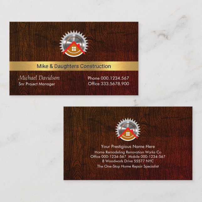 Handyman Wood Timber Layer Business Card (Front/Back)