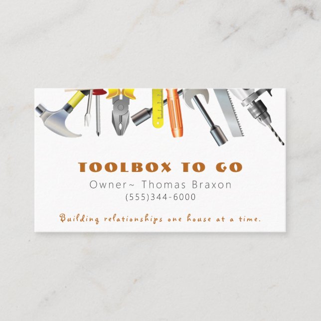Handyman Wood Tools Maintenance Repair Service Business Card (Front)