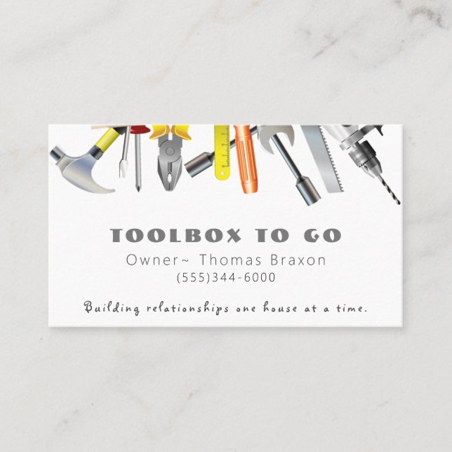 Handyman Wood Tools Maintenance Repair Service Business Card (Front)