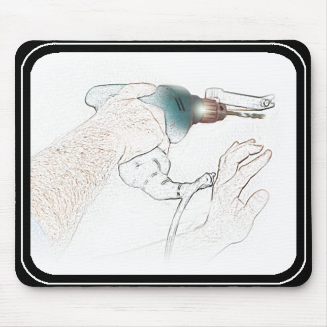 Handyman Working Hands Drill (Mr Fix-It) Mouse Mat (Front)