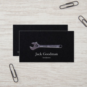 handyman wrench black business card