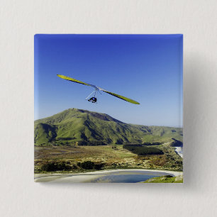 Hang Glider, Otago Peninsula, near Dunedin, 15 Cm Square Badge