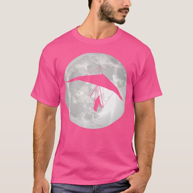 Hang Glider Soaring Full Moon High Flying Hang Gli T-Shirt (Front)