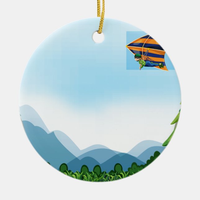 Hang gliding ceramic tree decoration (Front)