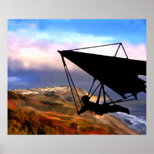 Hang Gliding Over the California Coast Poster