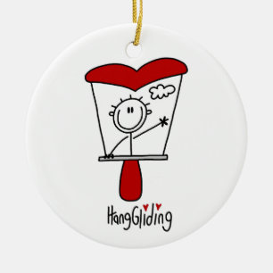 Hang Gliding Stick Figure Ceramic Tree Decoration