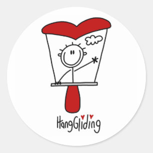 Hang Gliding Stick Figure Classic Round Sticker