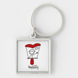 Hang Gliding Stick Figure Key Ring