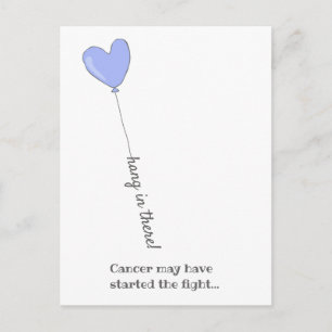 Hang in there! - Beat Cancer -  Cute Lilac Balloon Postcard