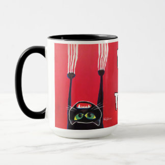 "Hang In There!" Black Cat Mug
