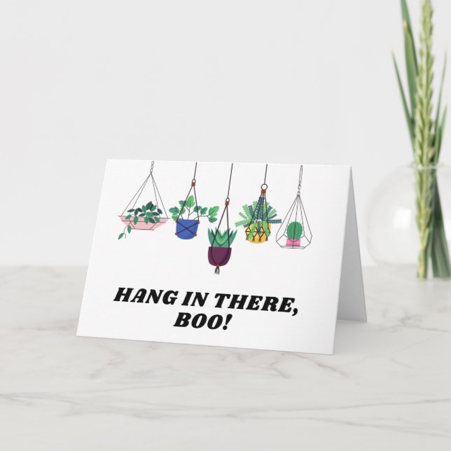Hang In There Boo! Cute Cactus Plant Thank You Card (Front)