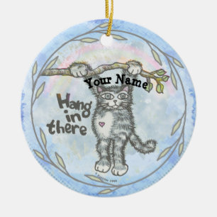 Hang In There Cat   Ceramic Tree Decoration