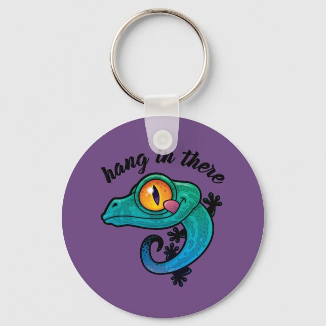 Hang In There Colourful Gecko Key Ring (Front)