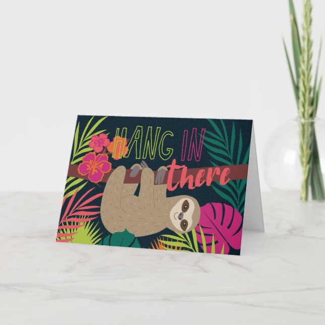 Hang in There Cute  Sloth Get Well Encouragement Card (Front)
