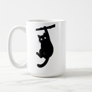 Hang in There Funny Black Cat Silhouett Coffee Mug