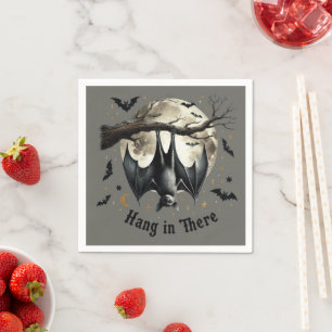 Hang in There Funny Vintage Bat Halloween Napkin