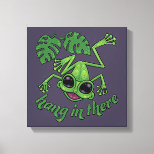 Hang In There Happy Green Tree Frog Canvas Print