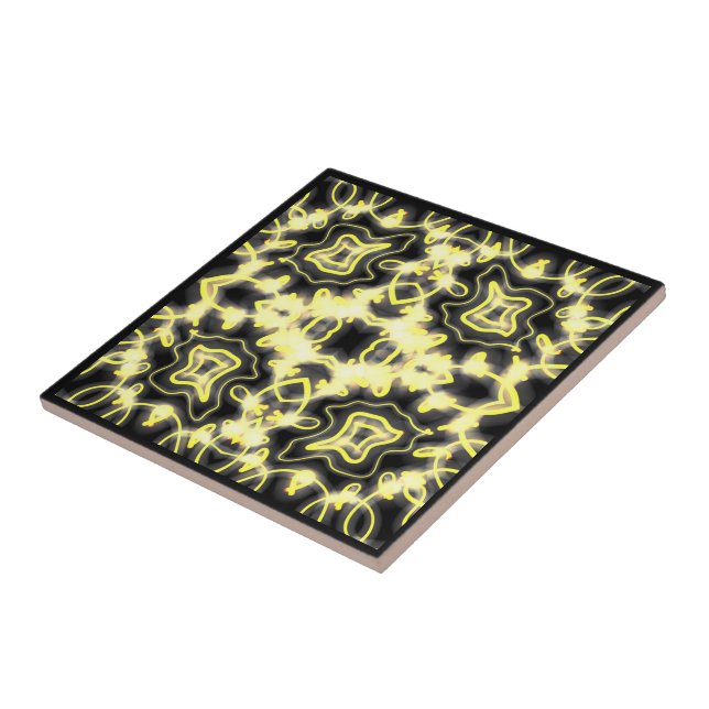 Hang In There Neon Glow Sign Black And Yellow  Tile (Side)
