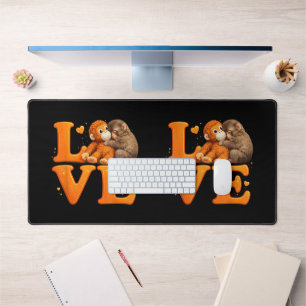 Hang in There Punch Monkey Cute Baby Macaque Desk Mat