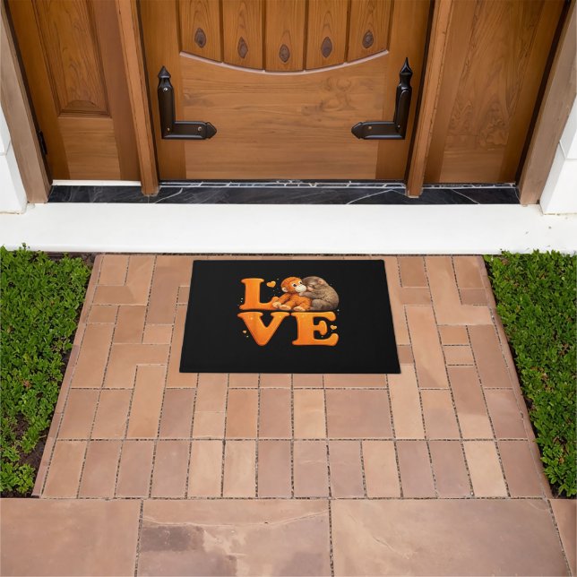 Hang in There Punch Monkey Cute Baby Macaque  Doormat (Outdoor)