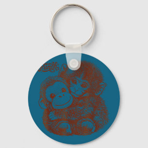 Hang in there punch monkey with plush orangutan Ha Key Ring