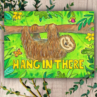 Hang in there - Sloth postcard by Nicole Janes