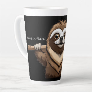 "Hang in There": Sloth's Encouraging Words Latte Mug