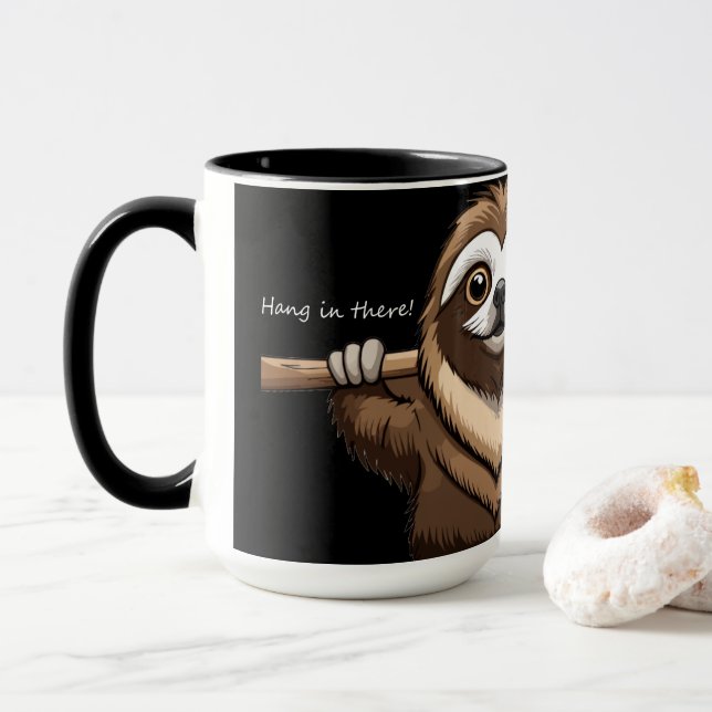 "Hang in There": Sloth's Encouraging Words  Mug (With Donut)