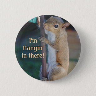 Hang in There Squirrel 6 Cm Round Badge