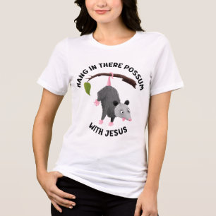 Hang in there with Jesus cute possum christian Tri-Blend Shirt