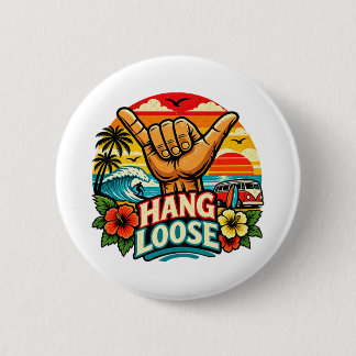 Hang Loose Shaka Hand Retro Surf Wave Art 6 Cm Round Badge