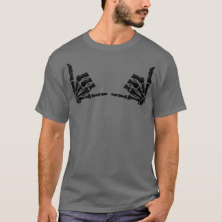 Hang Loose Sign Hand Skeleton Hands T-Shirt